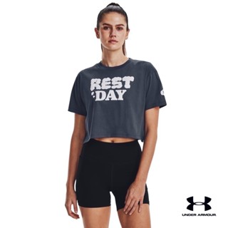 Under Armour UA Womens Rest Day Verbiage Crop Short Sleeve อันเดอร์ อาร์เมอร์ เสื้อออกกำลังกายสำหรับเทรนนิ่ง