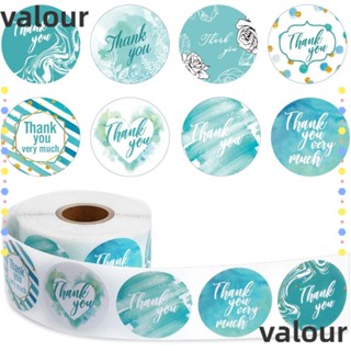 Valour สติกเกอร์ฉลาก ลายสีน้ํา Thank You ขนาดเล็ก 1.5 นิ้ว แฮนด์เมด สีฟ้า สําหรับติดจดหมาย