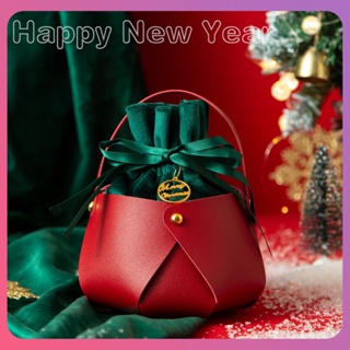 Creative Festive Christmas Apple Gift Bag Santa Drawstring Candy Bag With Flannelette Bundle Pocket Perfect Xmas Party Supplies Andของประดับตกแต่งสำหรับบ้าน [COD]