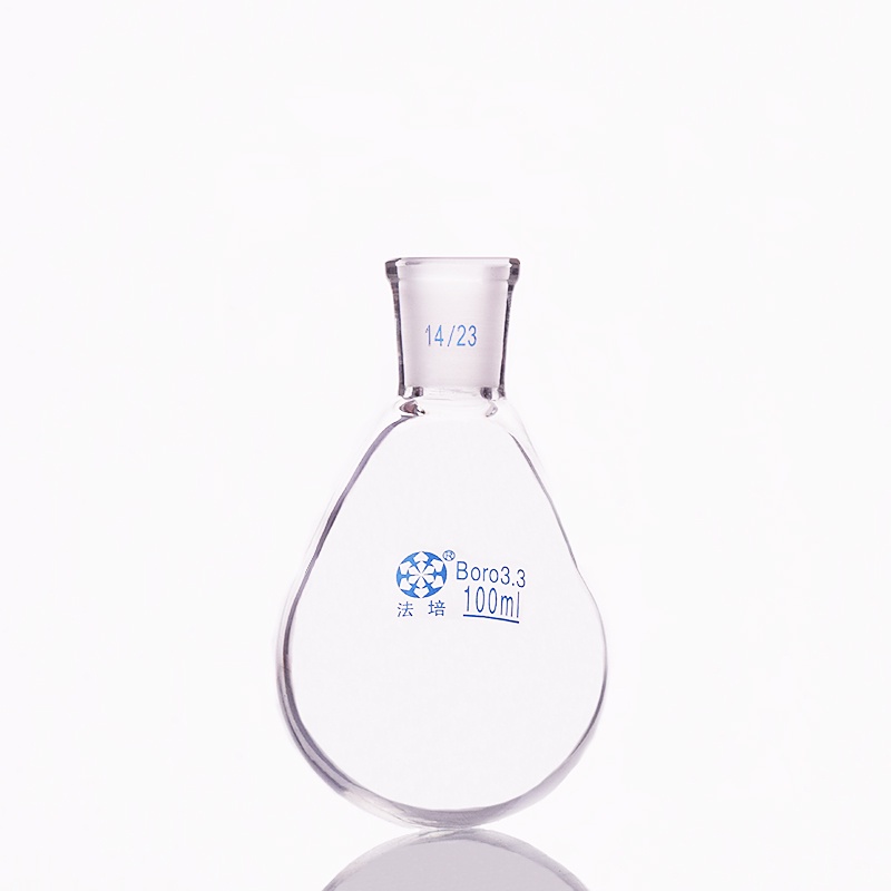 2pcs Flask eggplant shape,short neck standard grinding mouth,Capacity 100ml and joint 14/23,Eggplant