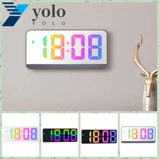 Yolo นาฬิกาปลุกดิจิทัล LED ทรงสี่เหลี่ยม หน้าจอขนาดใหญ่ สีสันสดใส สําหรับครัวเรือน