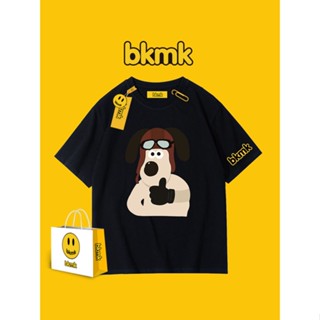 Bkmk เสื้อยืดแขนสั้น ครึ่งแขน ผ้าฝ้าย ลายการ์ตูนลูกสุนัขน่ารัก แฟชั่นฤดูร้อน สําหรับผู้ชาย