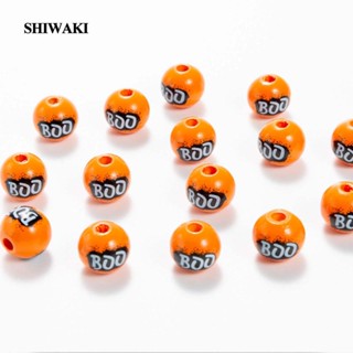 [Shiwaki] ลูกปัดไม้ ลายฮาโลวีน สําหรับตกแต่งบ้านฟาร์ม 10 ชิ้น