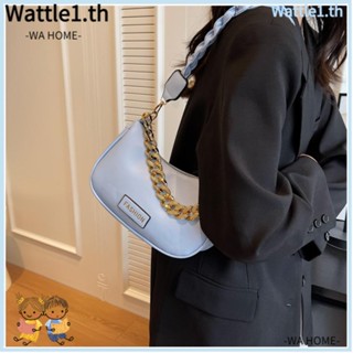 Wttle กระเป๋าสะพายไหล่ลําลอง สะพายข้าง หนัง PU ลายดวงจันทร์ สีพื้น สไตล์วินเทจ สําหรับสตรี