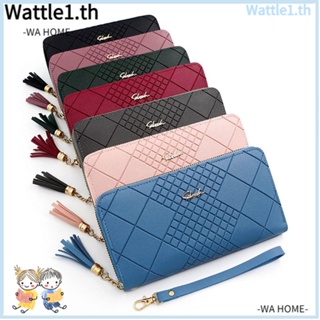 Wttle กระเป๋าใส่เหรียญ หนัง PU ใบยาว มีซิป จุของได้เยอะ แฟชั่นสําหรับผู้หญิง