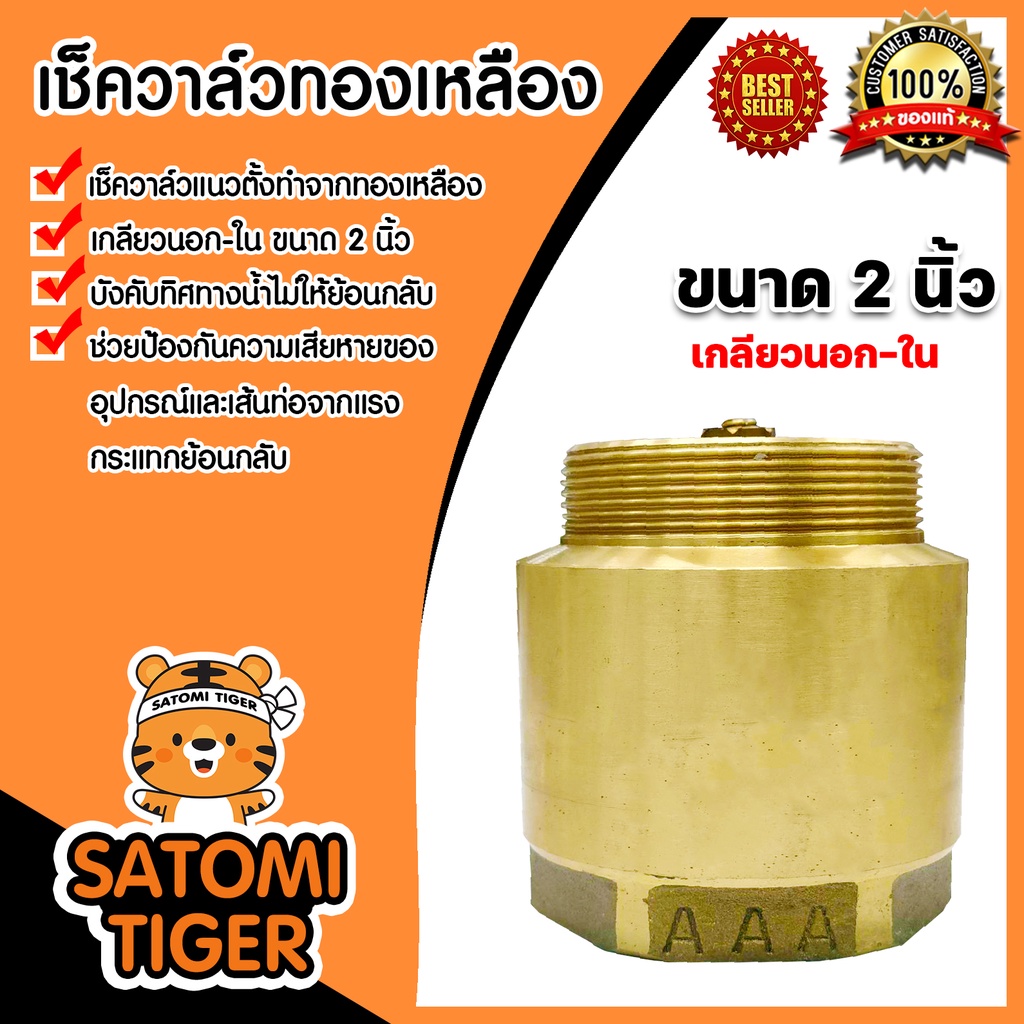 เช็ควาล์วแนวตั้ง (ทองเหลือง) ขนาด 2 นิ้ว เกลียวนอก-ใน สปริงเช็ควาล์ว Check Valve เช็ควาล์วทองเหลือง 