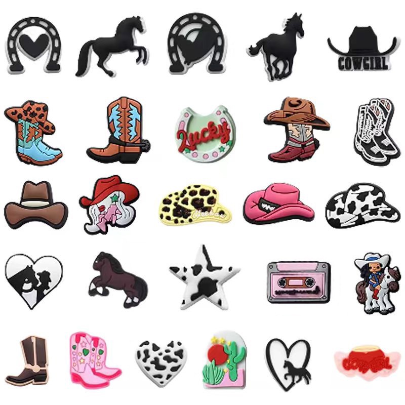 Crocs Jibbitz จี้รูปรองเท้า สไตล์คาวบอย สําหรับตกแต่งรองเท้า Crocs 26 ชิ้น
