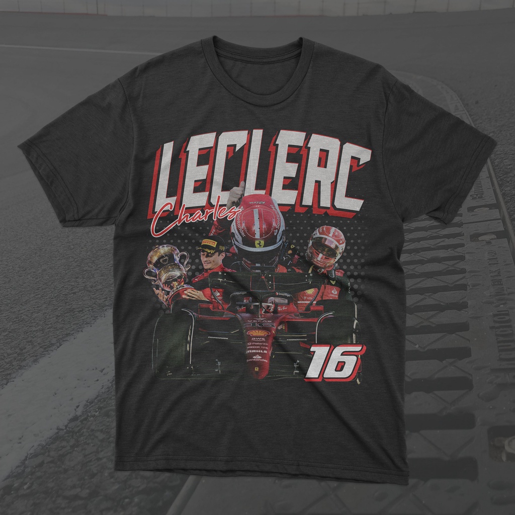 เสื้อยืดแข่ง Charles Leclerc Formula 1, เสื้อหมวกกันน็อค F1 2023, เสื้อยืด Charles Leclerc Formula O