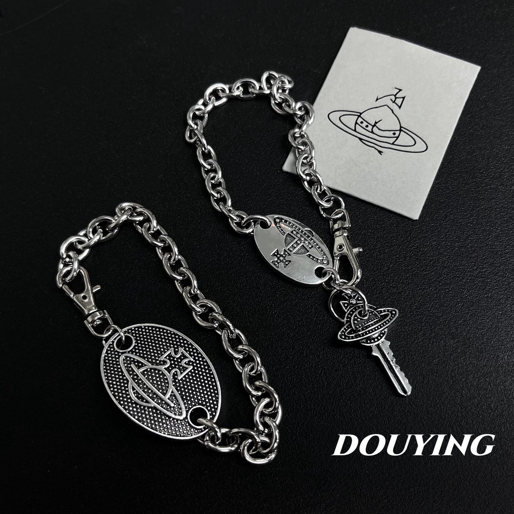 สร้อยข้อมือ จี้กุญแจกลม สีเงิน สไตล์พังก์ เรโทร สําหรับผู้หญิง