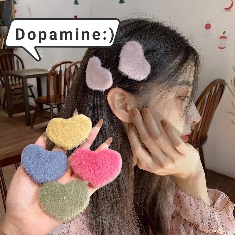 เครื่องประดับ กิ๊บติดผม ขนมิงค์เทียม รูปหัวใจ สีสันสดใส สไตล์เกาหลี แฟชั่นหรูหรา สําหรับเด็กผู้หญิง Y2k