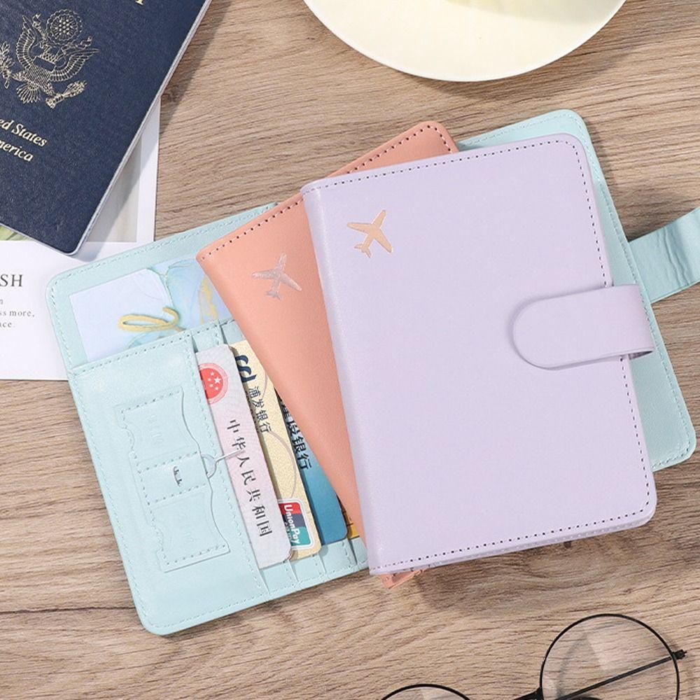 Ssunshine RFID ฝาครอบหนังสือเดินทาง, คลิปหนังสือเดินทางสร้างสรรค์มัลติฟังก์ชั่น, กระเป๋าใส่หนังสือเดินทางหนัง PU หลายใบ