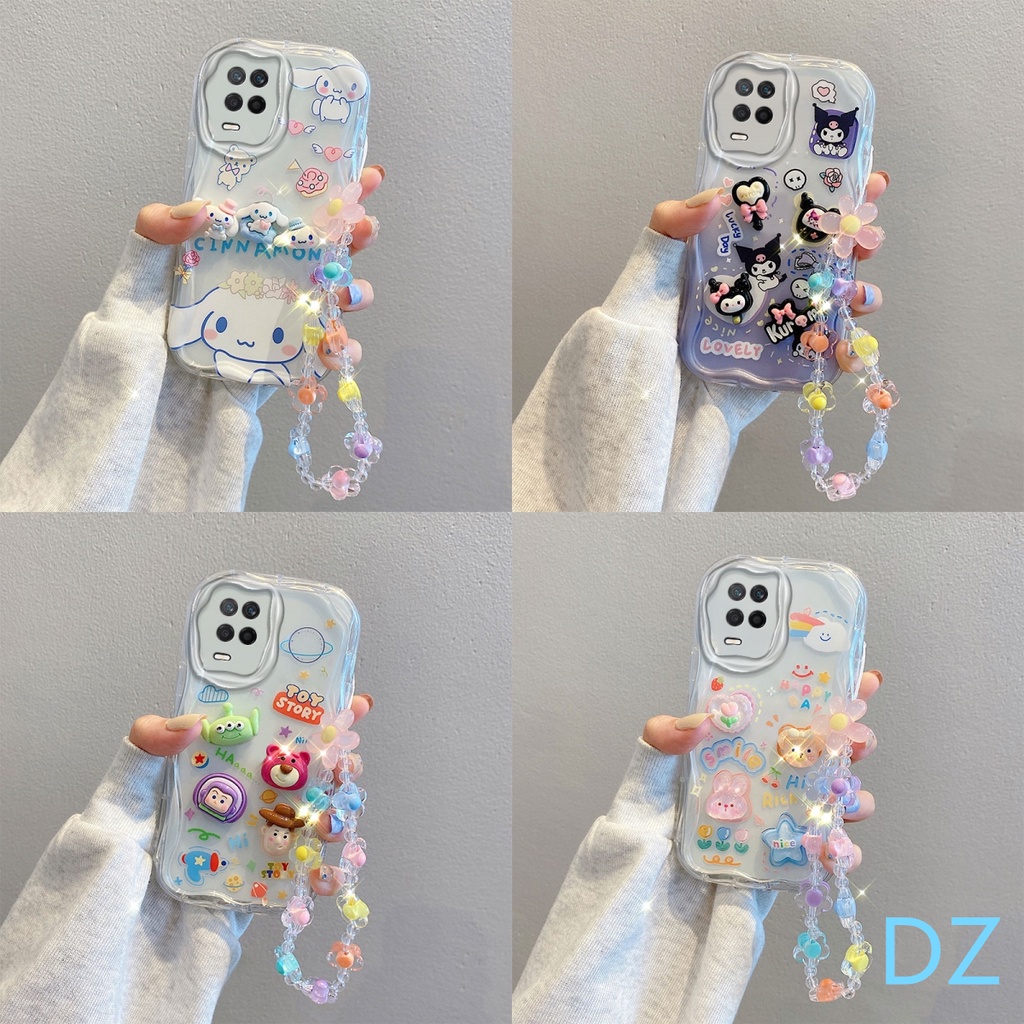 เคส Realme 8 5G ตุ๊กตาสามมิติน่ารัก + สร้อยข้อมือดอกไม้ กรณีโทรศัพท์มือถือ TY5