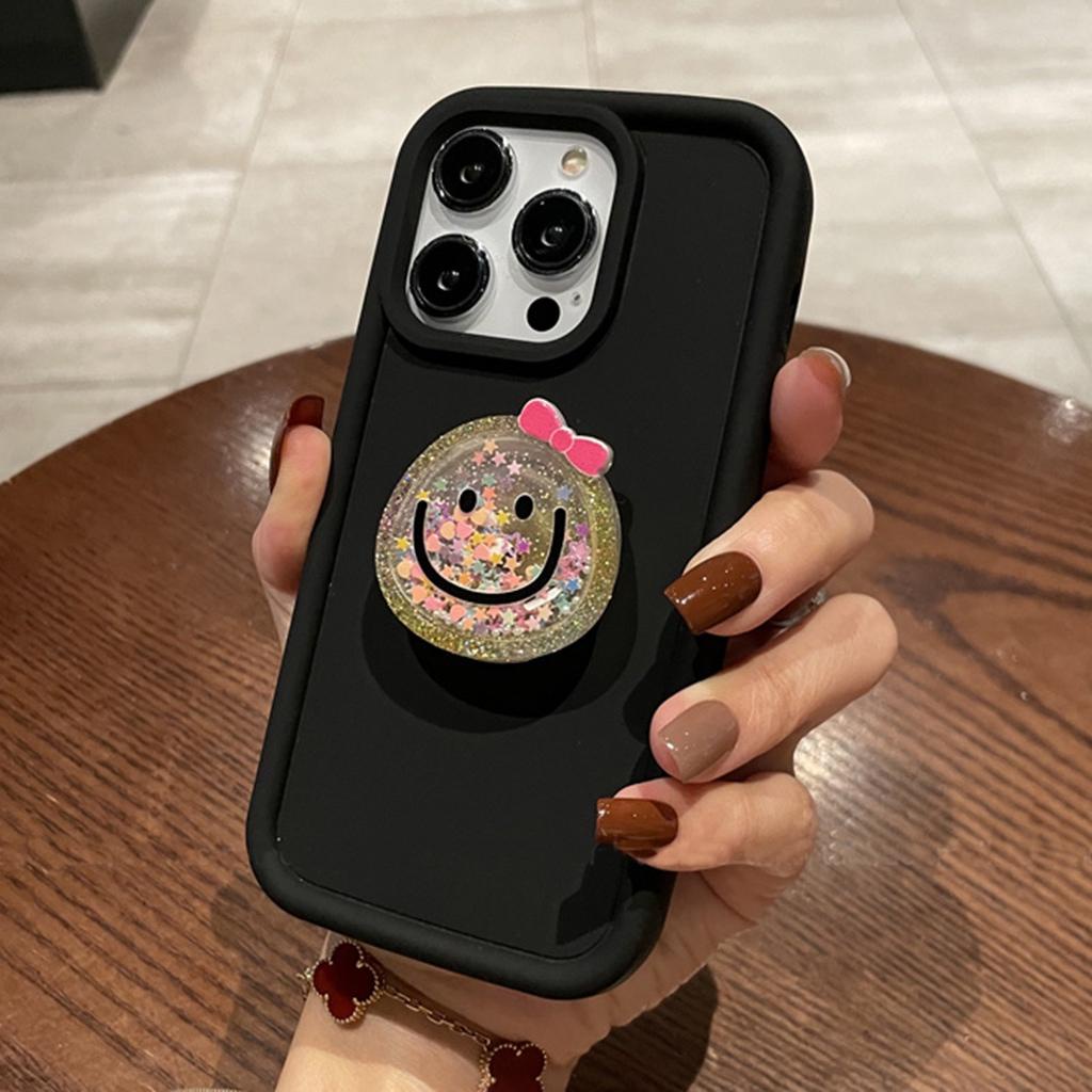 พร้อมขาตั้งพับได้น่ารักๆ เคสโทรศัพท์ไอโฟน11ดำสวยหรูดูแพงแบบนิ่มฝาครอบป้องกันกันกระแทกถุงลมนิรภัยสำหร