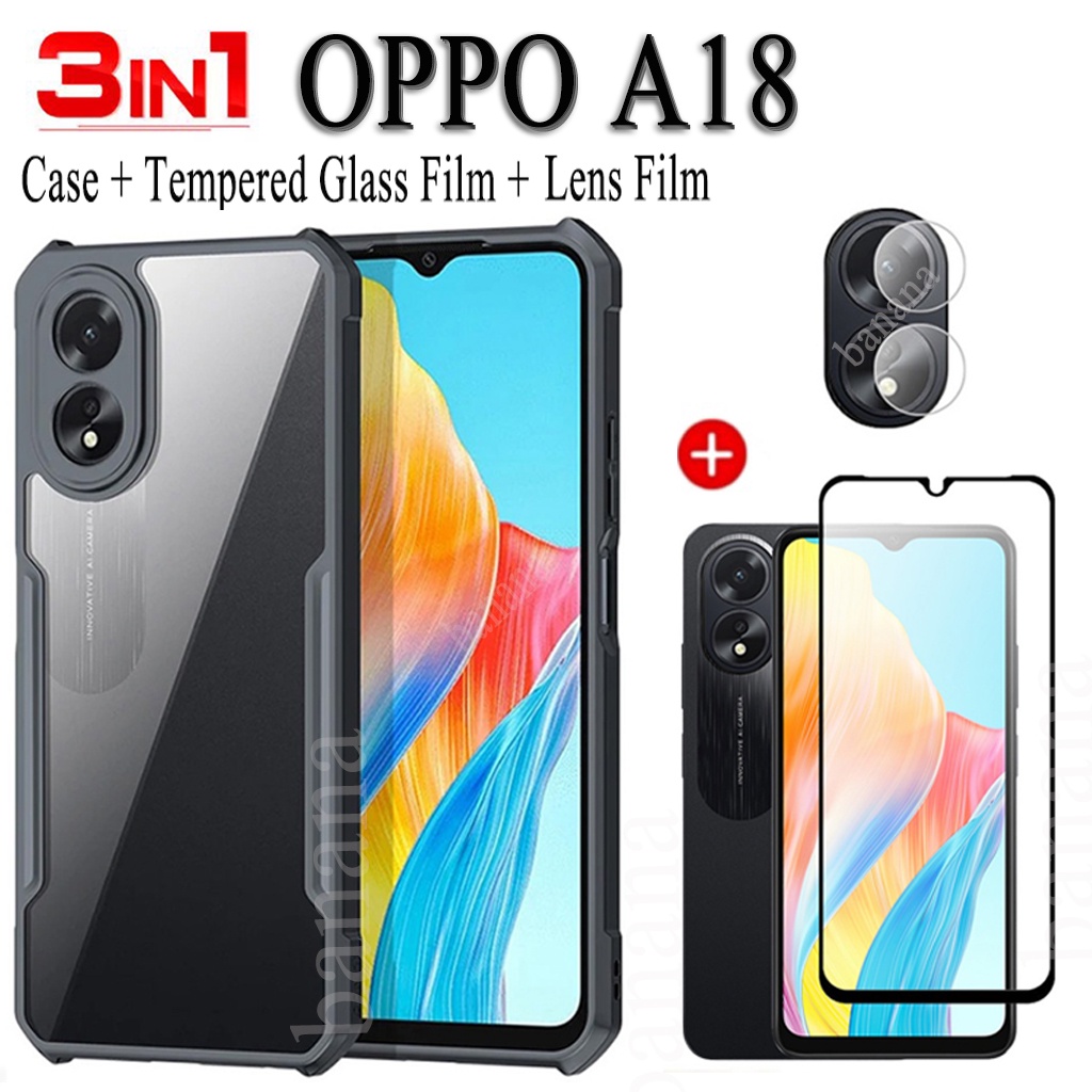 3 IN 1 OPPO A18 A38 เคสโทรศัพท์ กันกระแทก สําหรับ OPPO A 18 A1 8 A3 8 A 38 ฟิล์มกระจกนิรภัย + ฟิล์มเ