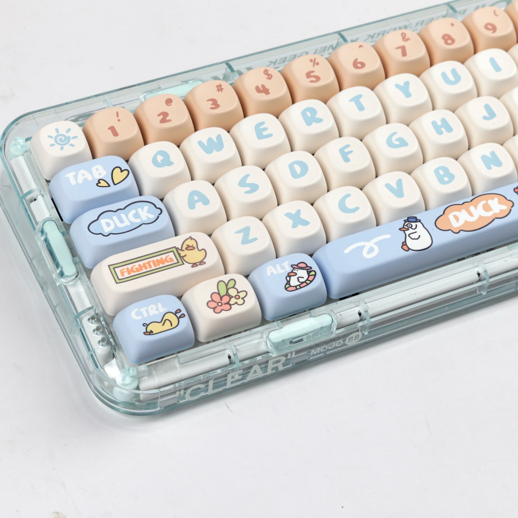 Pbt MOA ชุดปุ่มกดคีย์บอร์ด ทรงกลม ลายการ์ตูนกระต่ายน่ารัก สีชมพู 75 98 99 104 F87