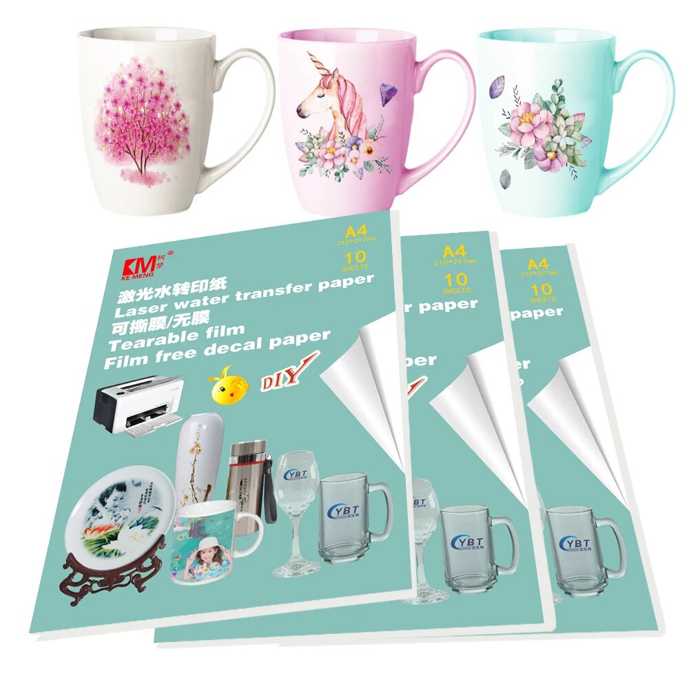 DIY Mug Glass Ceramics Water Transfer paper print Waterslide Decal Paper Laser  Film free Water Slid