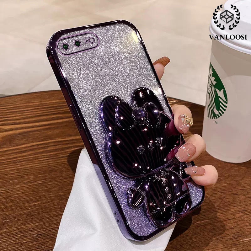 เคส iPhone 7 Plus 8 Plus 6 Plus 6s Plus 7 8 6 6s Sparkling powder เคลือบไฟฟ้า ซิลิโคนนิ่ม น่ารัก กระต่าย เคสโทรศัพท์ ป้องกันการตก