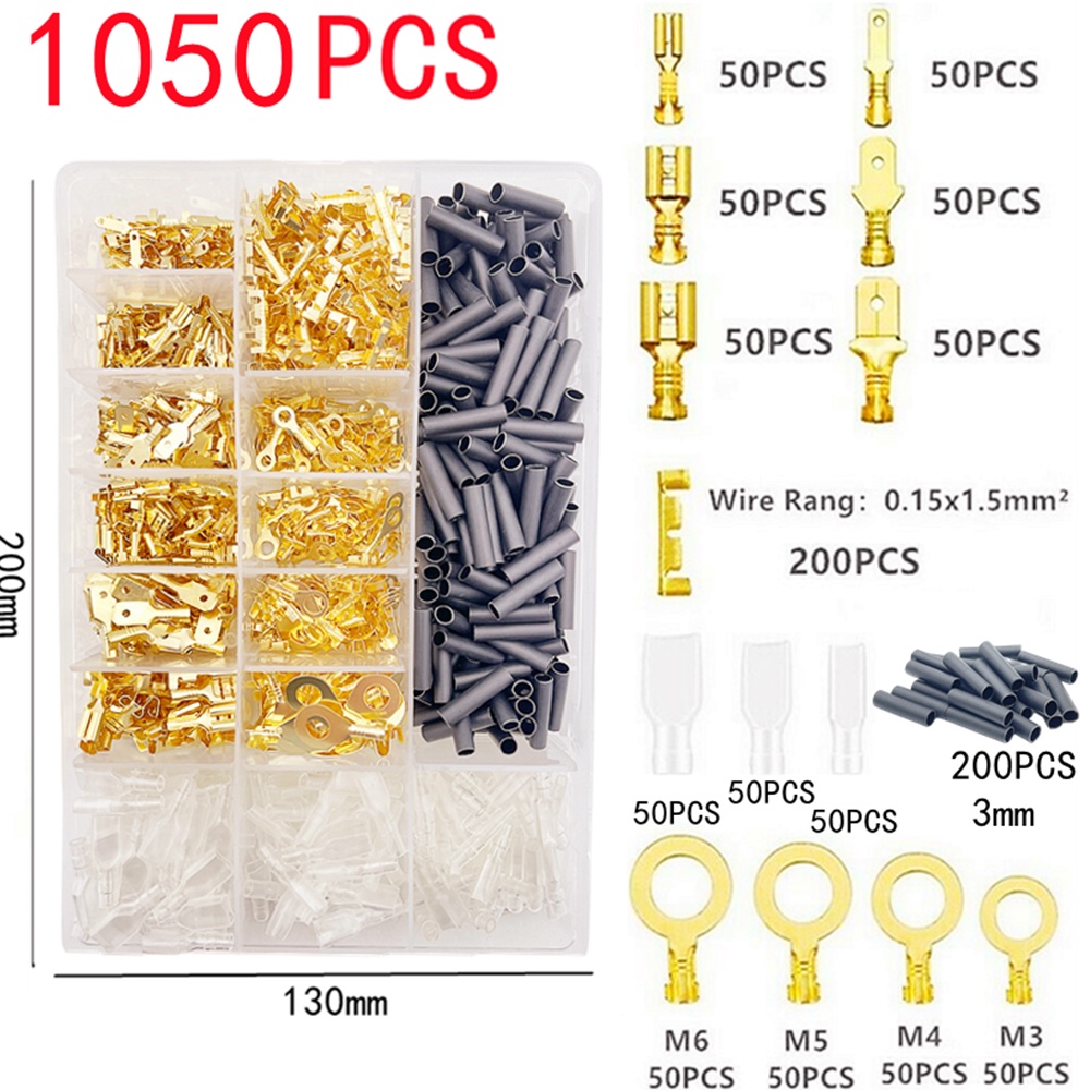หางปลาทองเหลือง 1,050ชิ้น,520ชิ้น,320ชิ้น,270ชิ้น,135ชิ้น กล่อง แบนเมีย แบนผู้ ปลอกยาง แบน หางปลา ต่อสายไฟ สายไฟ
