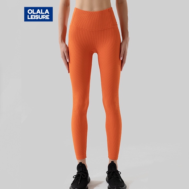 OLALA LEISURE กางเกงกีฬาขายาว เอวสูง ทรงสลิม สําหรับเล่นโยคะ