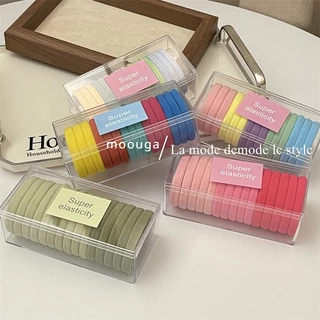 Moouga ยางรัดผม แบบยืดหยุ่นสูง ไร้รอยต่อ ทนทาน สีแคนดี้ เรียบง่าย แฟชั่นฤดูใบไม้ร่วง ฤดูหนาว สําหรับผู้หญิง