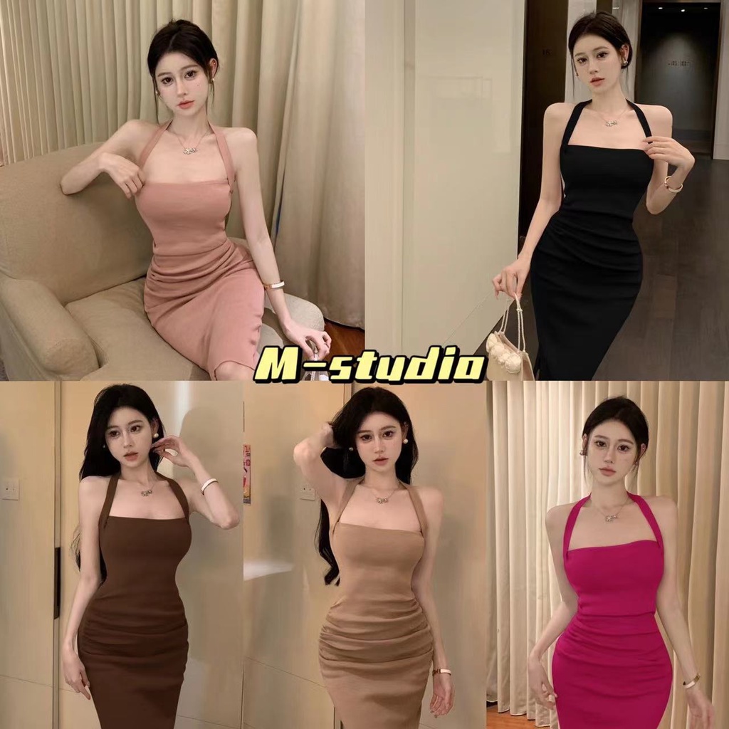 Maze*พร้อมส่ง*เดรสคล้องคอรัดรูป เกาหลี เซ็กซี่มาก ผ้านุ่มใส่สบายเวอร์(2301)