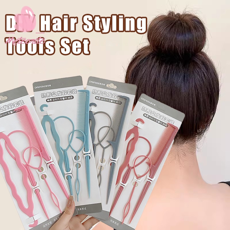 4 ชิ้น / เซต พลาสติกผูกผม DIY ขี้เกียจ มองไม่เห็น ฝรั่งเศส ถักเปีย ผม สกัด สาว บิด บัน จัดแต่งทรงผม เครื่องมือถักเปีย