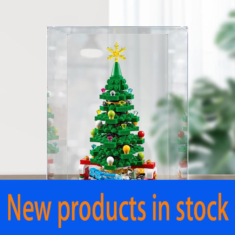 กล่องแสดงอะคริลิเหมาะสําหรับเลโก้40338รูปต้นคริสต์มาสอาคารบล็อกรุ่นกล่องเก็บโปร่งใสป้องกันฝุ่นปก