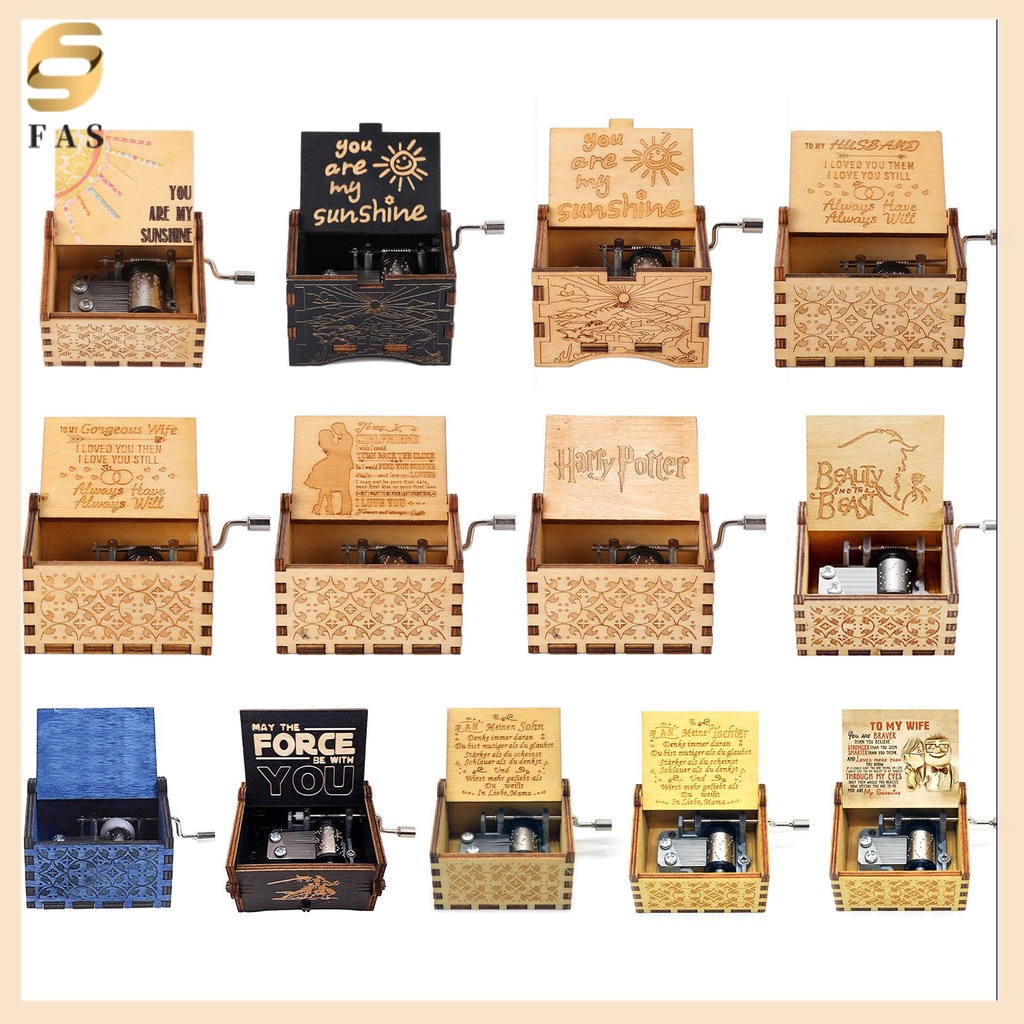 [FashionBoutique1.th] กล่องดนตรีไม้แกะสลักมือหมุน สไตล์เรโทร สําหรับตกแต่งของที่ระลึก