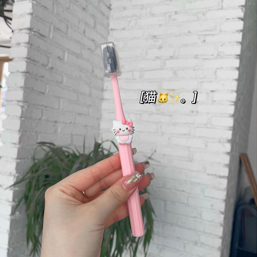 ⚡จุดสปอตสปอต⚡  การ์ตูนน่ารักแปรงสีฟันขนนุ่มสีลูกกวาดนักเรียนผู้ใหญ่ครัวเรือนแปรงสีฟันขนแปรงละเอียดทําความสะอาดฟันแปรงสีฟันคู่ - รูปที่ 6