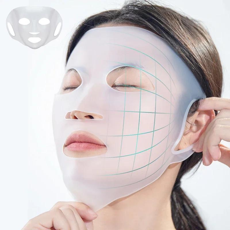 แยกซิลิโคนหน้ากากนำกลับมาใช้ใหม่ได้แขวนหูยกเต็มต่อต้านริ้วรอยFace Maskการดูแลผิวป้องกันการระเหยให้ความชุ่มชื้นเครื่องมือ