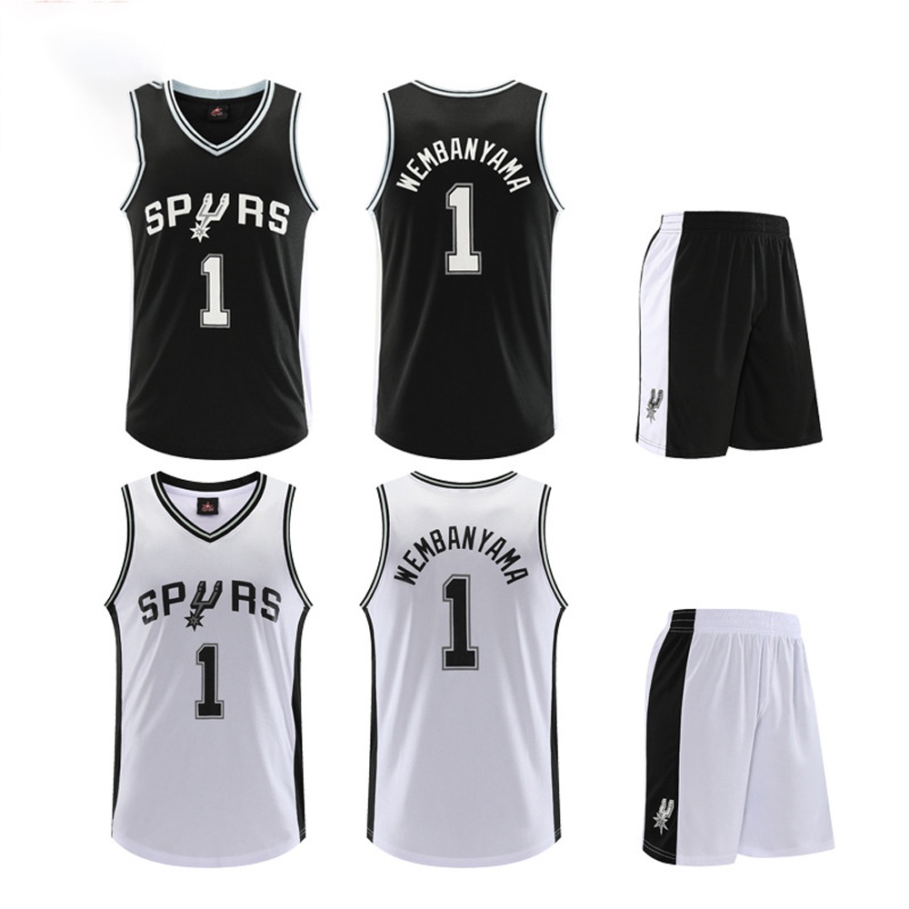 เสื้อกีฬาบาสเก็ตบอล ลายทีม San Antonio Spurs No.1 Victor Wembanyama Jersey แฟชั่นฤดูร้อน สําหรับผู้ชาย