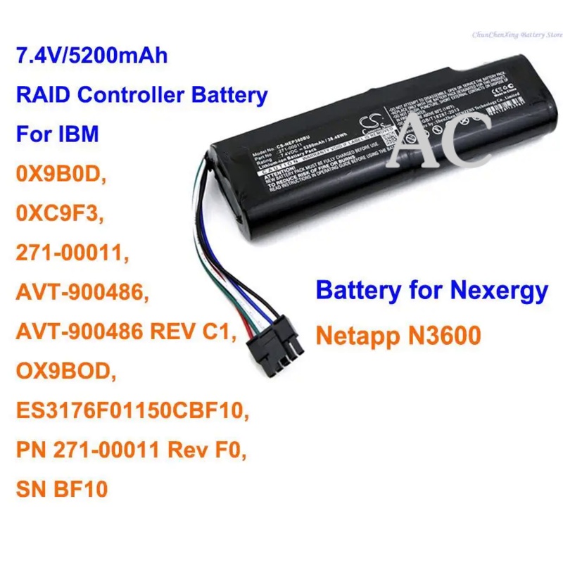 AC Cameron Sino 5200mAh RAID Controller Battery for IBM 0X9B0D, 0XC9F3, 271-00011, AVT-900486, OX9BO