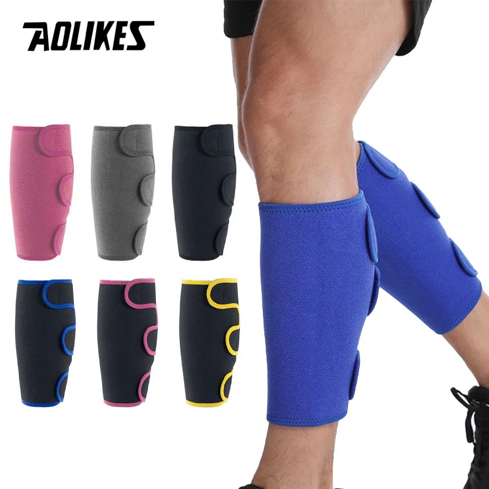 Aolikes ปลอกสวมขา ป้องกันน่อง ปรับขนาดได้ สําหรับขี่จักรยาน ฟุตบอล บาสเก็ตบอล ยกน้ําหนัก 1 ชิ้น