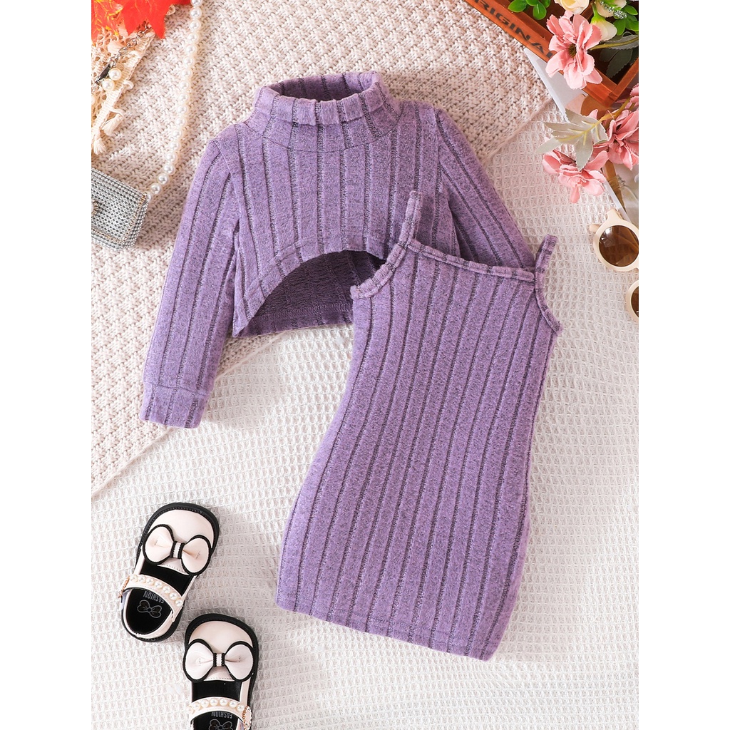 ชุดเด็กผู้หญิง ชุดเสื้อกระโปรงแขนยาว แบบยืดหยุ่น ลายทาง ชุดเด็กทารก เสื้อผ้าเด็ก แฟชั่น เด็กแรกเกิดผู้หญิง 6เดือน - 3ปี