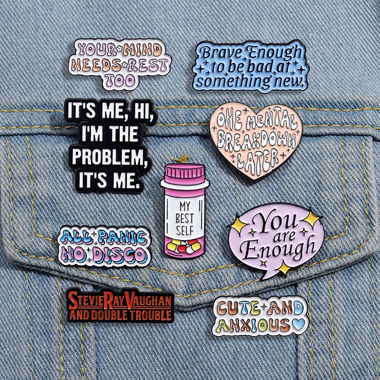 เข็มกลัดข้อความภาษาอังกฤษ ที่มีสีสัน พร้อมการตอบรับเชิงบวก You Are Enough Enamel Broch Taylor Swift Song Lyrics Badge Clothing Accessories Gift