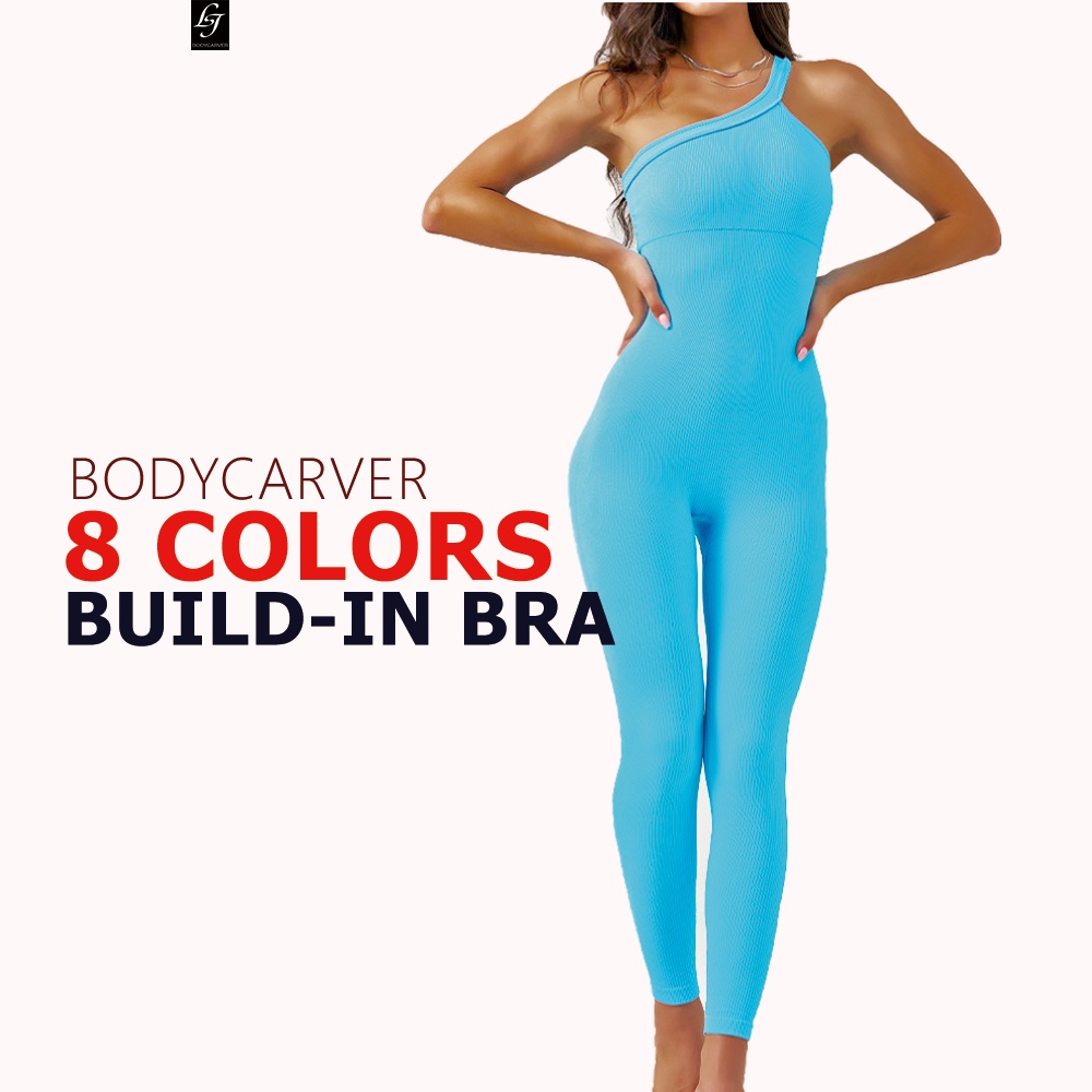 Bodycarver ชุดบอดี้สูท จั๊มสูทวันพีช เปิดไหล่ข้างเดียว เสริมความงาม สําหรับผู้หญิง ใส่เล่นโยคะ ฟิตเนส กีฬา