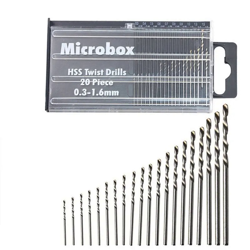 0.3-1.6mm Mini Hand Drill Bit Set High Speed Steel Twist Drill Bits Micro HSS Drill Bit set with Cas