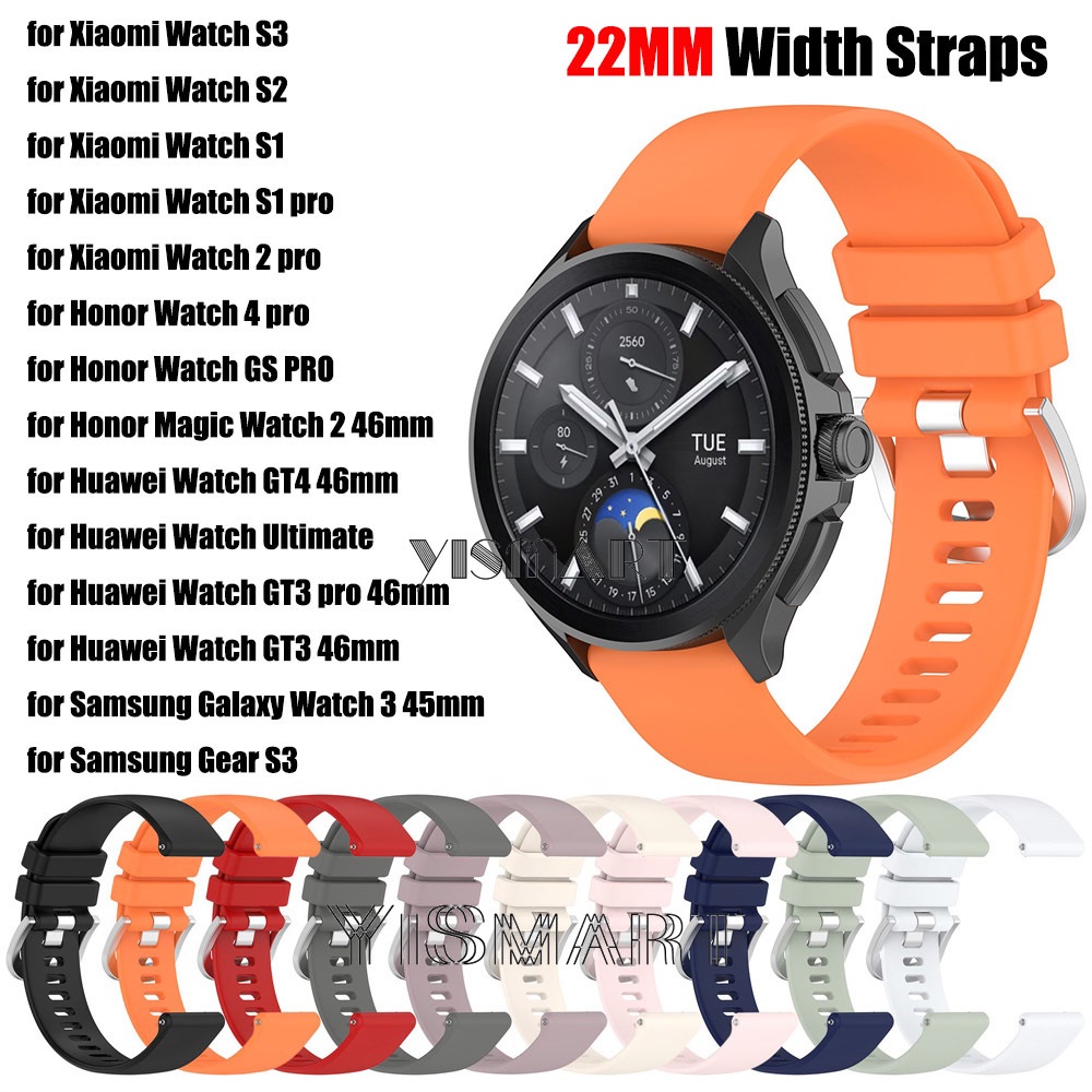 สายนาฬิกาข้อมือซิลิโคน 22 มม. สําหรับ Xiaomi Watch S3 S2 S1 Watch 2 pro Honor Watch 4 pro Huawei Watch GT4 46 มม.