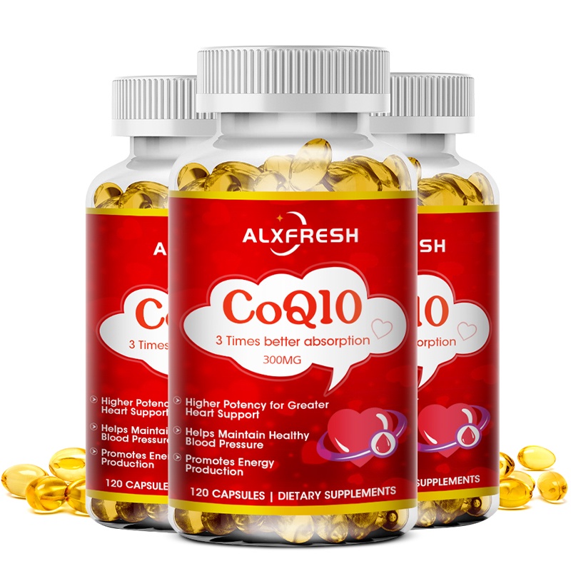 Alxfresh Organic Coenzyme Q10 CoQ10 แคปซูลปกป้องหัวใจหลอดเลือดสุขภาพสนับสนุนสุขภาพความดันโลหิตเพื่อสุขภาพอาหารเพื่อสุขภาพ