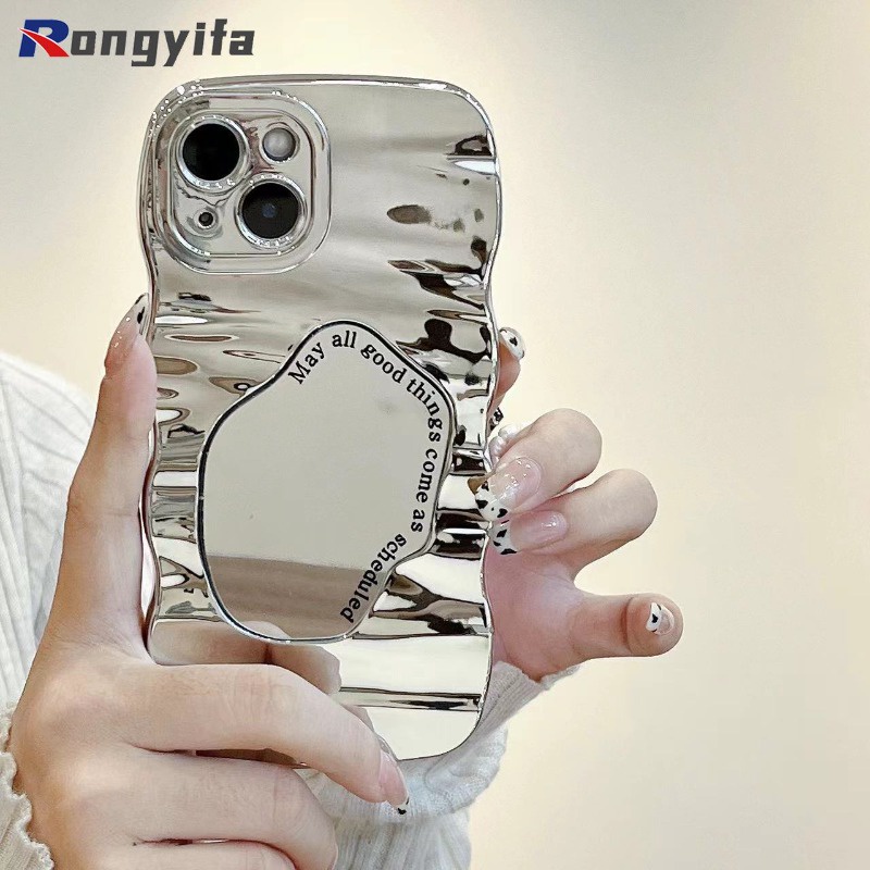 แฟชั่น Cool Y2K Waveกระจกเคสโทรศัพท์สําหรับVivo V25 5G V21 V21S V20 Y35 4G T1 5G Y75 Y55 5G Y91C Y93