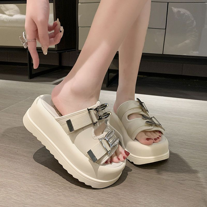 รองเท้าแตะแฟชั่น ส้นสูง7cm รองเท้าแตะรัดส้น 2สาย Nacre Sandals ไม่ลื่น งานมาใหม่สวยมากคะ
