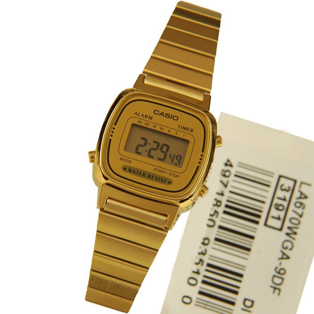 [Time Cruze] Casio Adjustable Digital Gold Tone Stainless Steel Small Women Watch LA-670WGA-9DF LA-