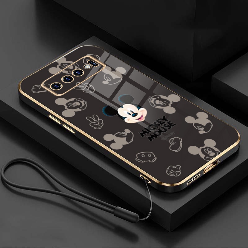Samsung Galaxy S10+Plus Note 9 Note8 Note 20 Ultra S10 Lite เคส มิกกี้ ครอบครัว เคสโทรศัพท์มือถือ น่ารัก เมาส์ ขอบตรง ป้องกันกล้องเต็มรูปแบบ