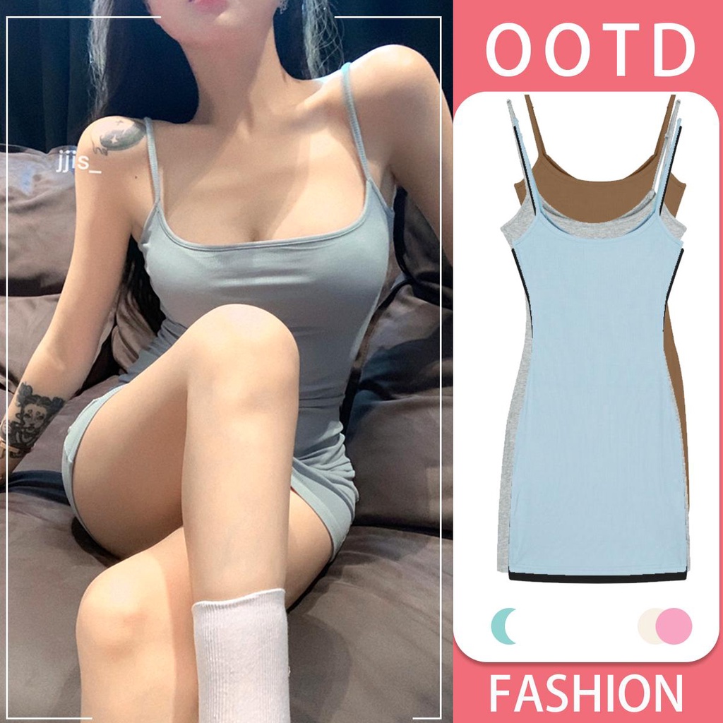 mimi&didi M-XL ชุดเดรส เดรสยาวสายเดี่ยวไหมพรม เซ็กซี่ แขนกุด แฟชั่นกระโปรงสะโพกกระชับสัดส่วน รัดรูป ทรงเก๋ 4 สี#5534