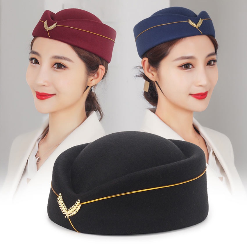 หมวกเบเร่ หมวกยูนิฟอร์ม รอบศรีษะ58ซม. คอสเพลย์แอร์ไลน์ แฟชั่นแอร์โฮสเตส หลากสี