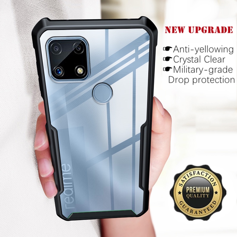 สําหรับ Realme C12 RMX2189 บาง อะคริลิคใส เคสด้านหลัง พร้อมมุมเสริม นิ่ม TPU กันชน กรอบ