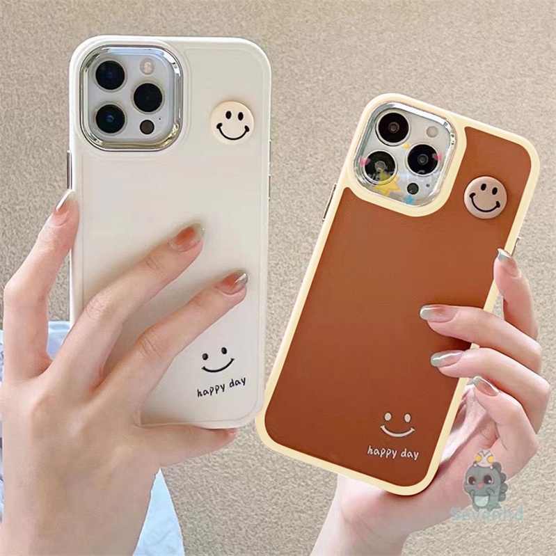 เคสโทรศัพท์มือถือ TPU แบบนิ่ม ลายหน้ายิ้ม 3D หรูหรา สําหรับ iPhone 15 14 13 12 11 Pro Max Xs Max Xr X 7 8 Plus