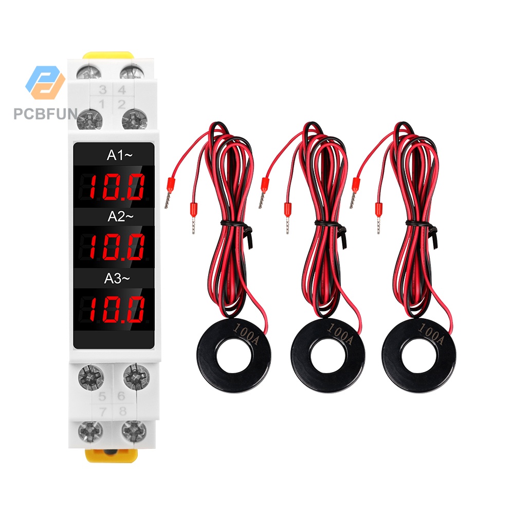 Pcbfun SDM010A DIN-Rail เครื่องทดสอบกระแสไฟฟ้าดิจิทัล AC 80-500V 1-100A