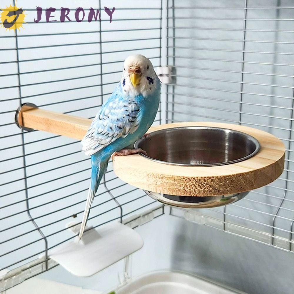Jeromy ถ้วยให้อาหารนกแก้ว แบบสเตนเลส พร้อมชามอาหาร สําหรับนกแก้ว