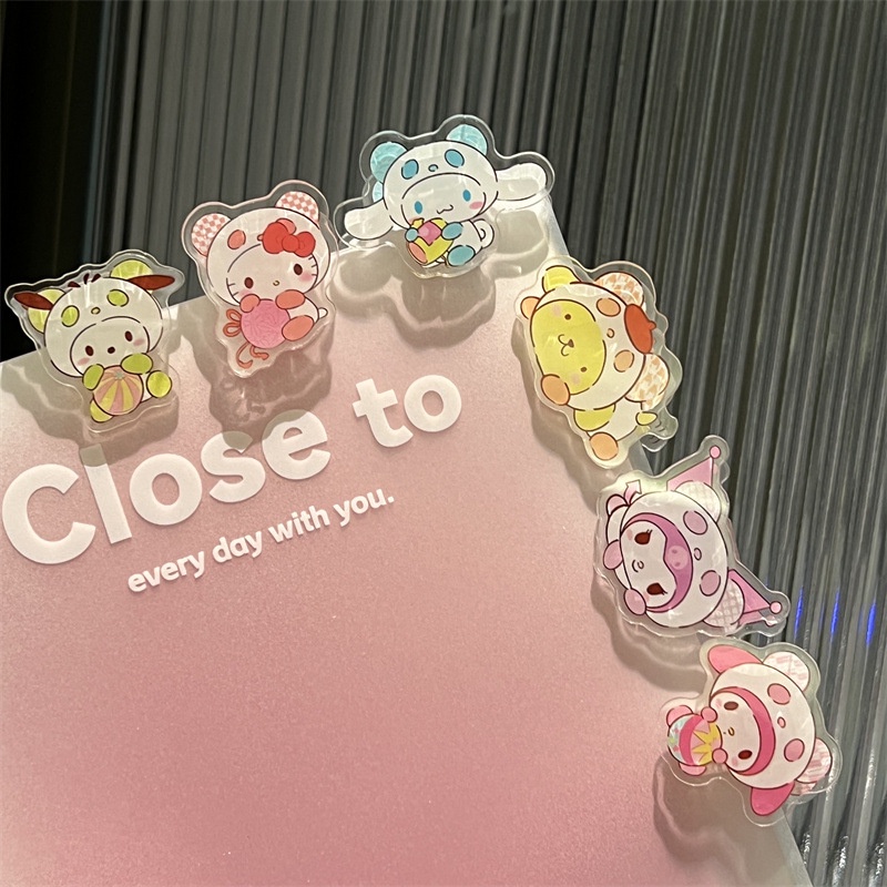 SANRIO คลิปอะคริลิคใส ลายการ์ตูนซานริโอ้น่ารัก แบบสองด้าน สําหรับหนีบเครื่องเขียน